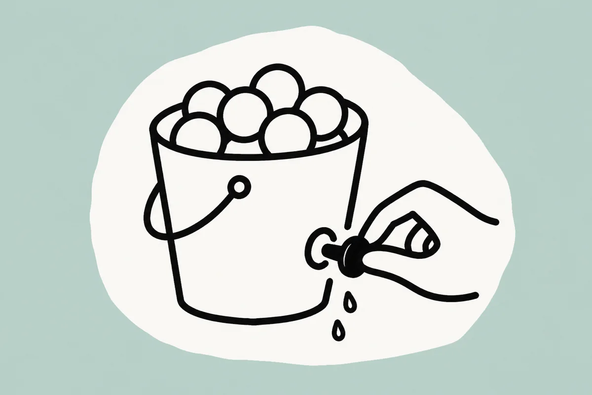 A hand closing a leak in a bucket of recurring subscriptions