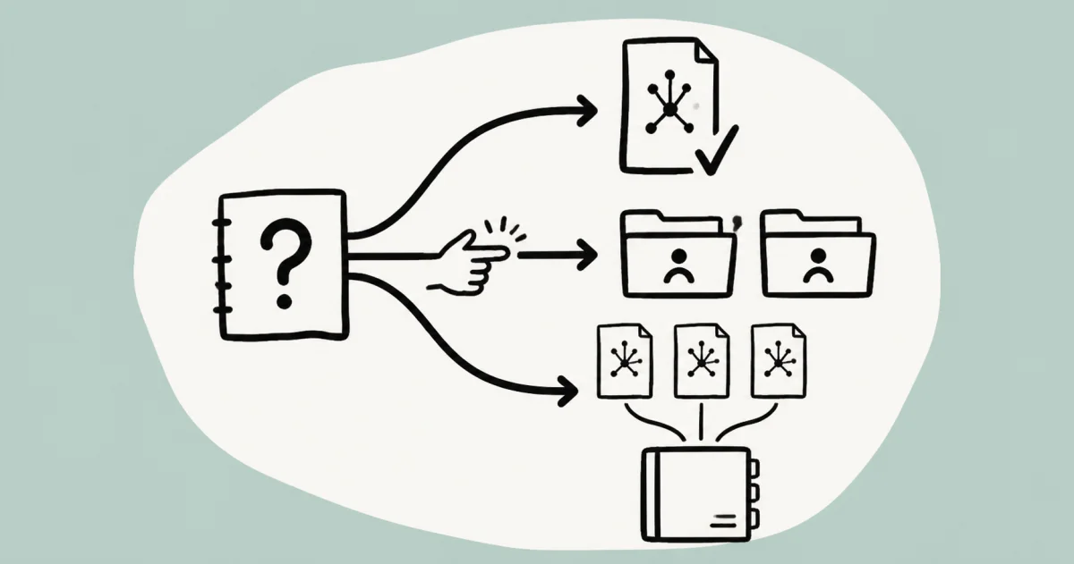 A financial question branching into reporting, client review, and multi-entity workflows